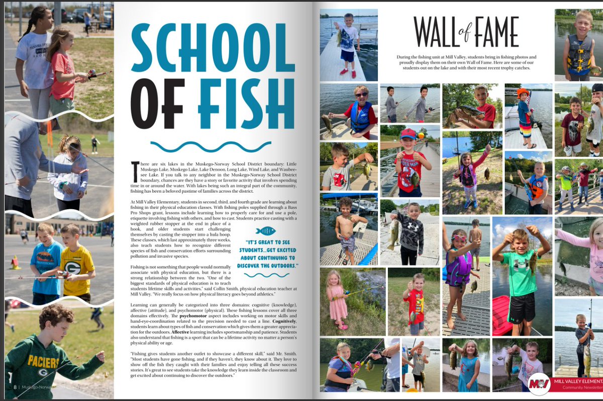 Honored to have our fishing unit highlighted in the district's community newsletter! Grateful to have such an incredible administration who supports and encourages all kinds of student learning! This was made possible by a grant from <a href="/BassProShops/">Bass Pro Shops</a>! Thank you!