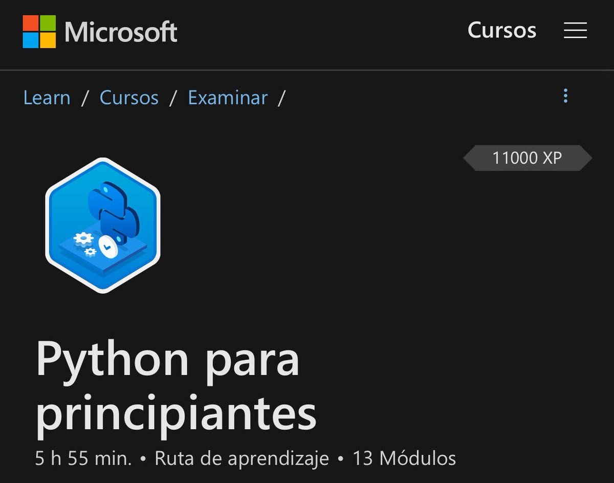 midudev's tweet image. Aprende Python con este curso oficial de Microsoft.
¡Es gratis y en español!

- Tu primer programa
- Instalando paquetes y bibliotecas
- Booleanos y cadenas
- Operaciones matemáticas, listas y bucles
- Diccionarios y funciones
- Comprobación de errores

→ bit.ly/python-msft