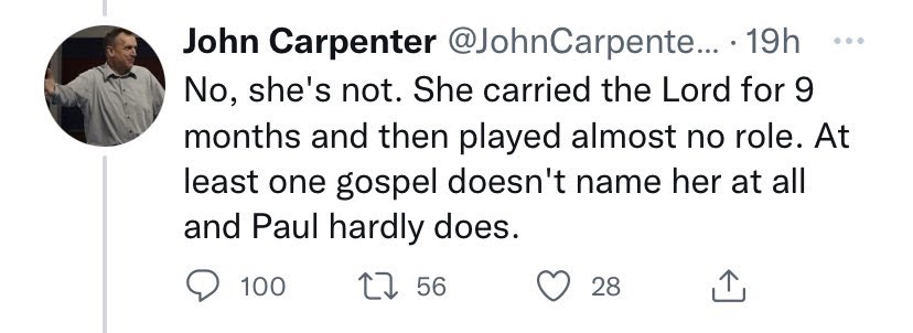 Imagine thinking the Mother of God had no role in the life of her Son