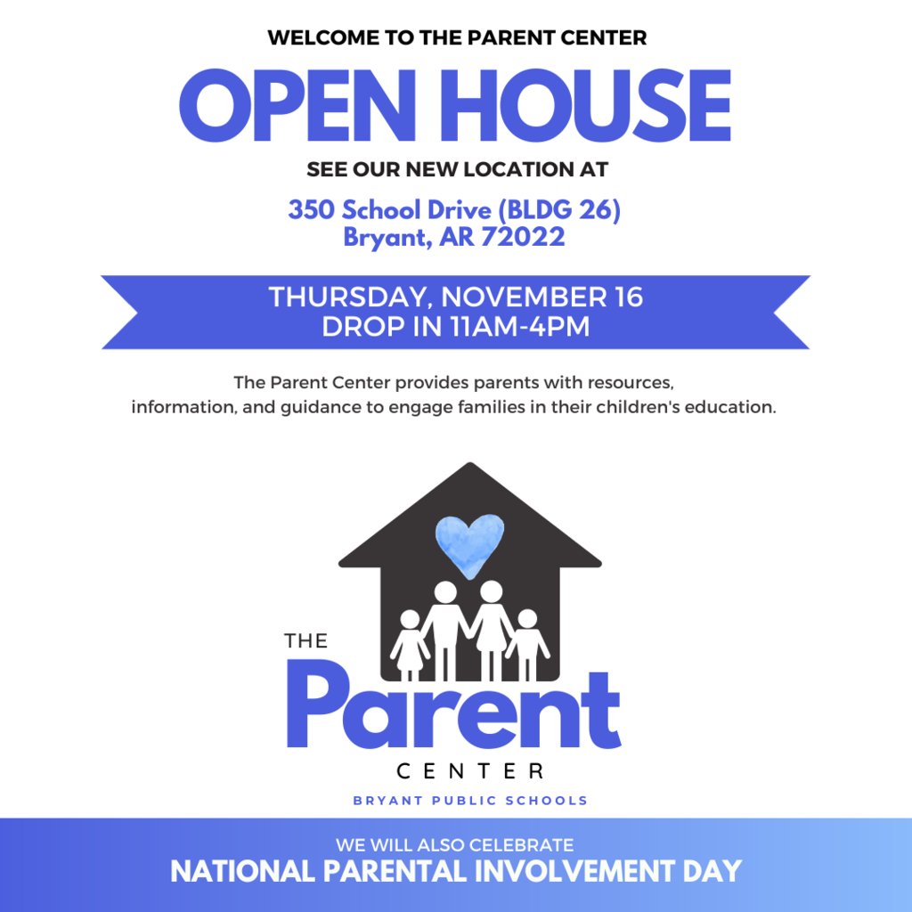 November 16 is National Parental Involvement Day, the perfect day to host an open house for The Parent Center! Drop in TODAY from 11am-4pm to see the new location at 350 School Drive. Meet the staff and check out all the great resources offered to our parents.