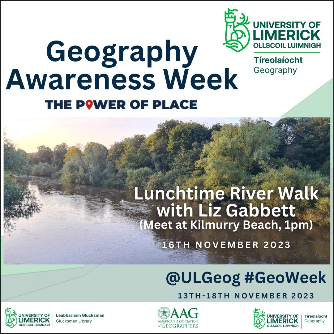 Today's river walk went ahead as planned. Had great conversations with UL colleagues about the Shannon & its wildlife, the impact of Ardnacrusha Sch. on fish migration, invasive species & what actions need to be taken to prevent their spread. #geoweek @UL #biodiversity