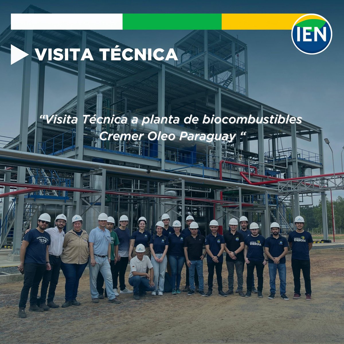 ien_fpuna's tweet photo. |Visita Técnica - Cremer Oleo Paraguay|
Alumnos de la materia de Refino visitaron la planta de biocombustibles Cremer Oleo Paraguay, ubicada en Villeta, junto con el Ing. Roberto Candia, profesor de dicha materia.

#IEN #FPUNA https://t.co/cnFo9i576G