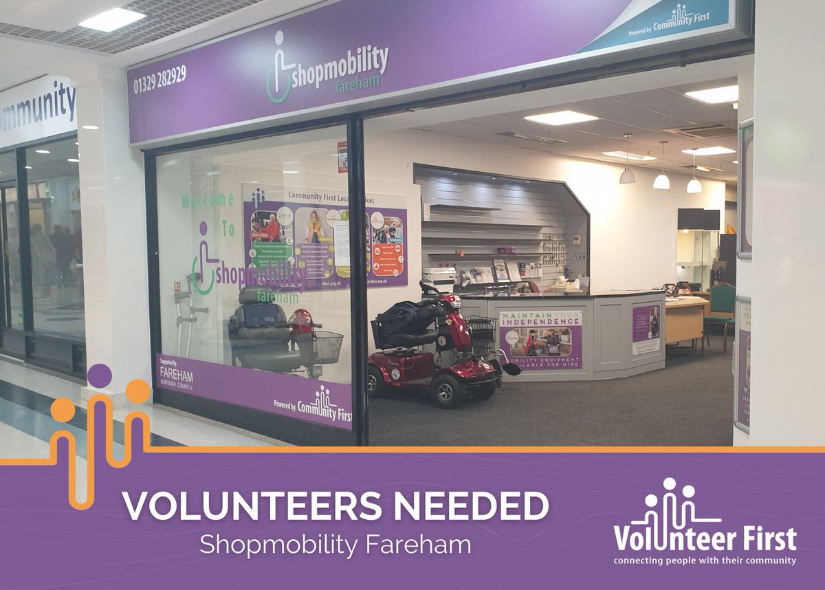 CFirstFareham's tweet photo. Fareham has a vibrant voluntary sector always looking for volunteers, including our very own Shopmobility!

Are you able to help out as either an assistant or receptionist?

https://t.co/gbCHDgunGM

https://t.co/2EWxA5vSQ0 https://t.co/UbyApnC7tk