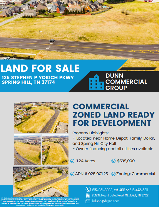 DunnCommGroup's tweet photo. BACK ON THE MARKET!! The Developer's Tenant fell through, so this 1.24 Acres of Commercial Land in Spring Hill, TN is AVAILABLE!! 🎉🎉

#DCGCommittedToCommunity #NashvilleCRE #CommercialRealEstate https://t.co/MLnJmXHvSj