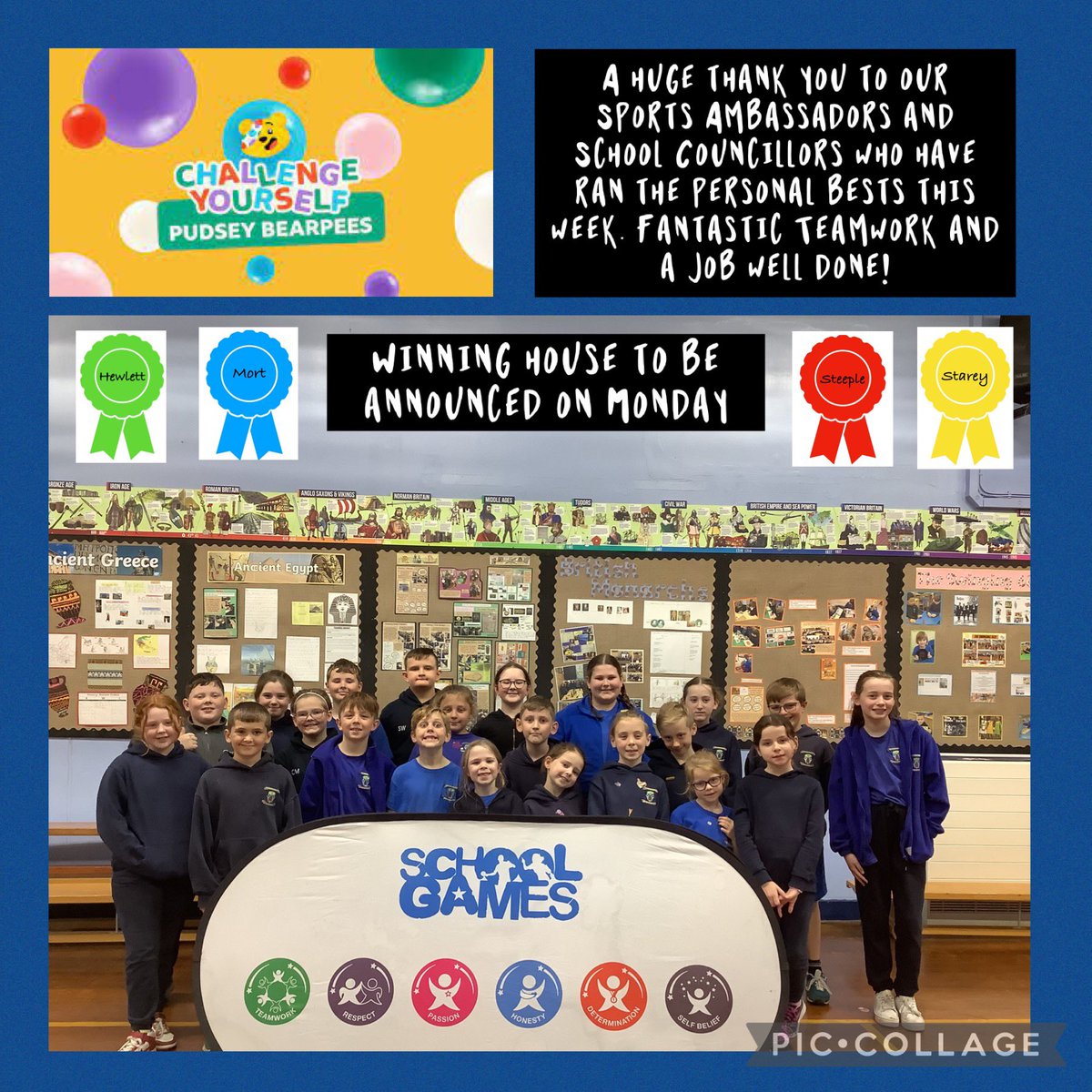 Final day of <a href="/BBCCiN/">BBC Children in Need</a> Pudsey Bearpees and <a href="/YourSchoolGames/">School Games</a> personal best challenges. Well done to the young leaders who ran the events this week!