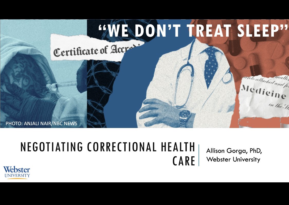 GorgaSmash's tweet photo. Come to my presentation today (11/16) on how correctional health care workers navigate providing care in the context of prisons! 5 pm in Franklin 4th floor, Room 415 #ASCPhilly23 https://t.co/q1imNro3vy