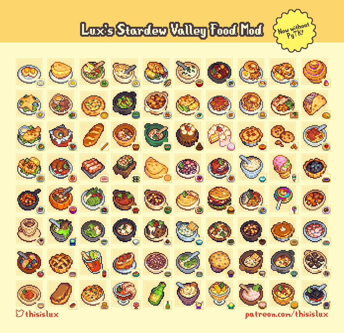 thisislux's tweet photo. Hello Stardew Valley enjoyers! Did you know I have a SDV mod available for free on Nexusmods?

🌽🍓🥔🌶️🌻🍅🥬🍍🌵 https://t.co/a6szwT1LkE