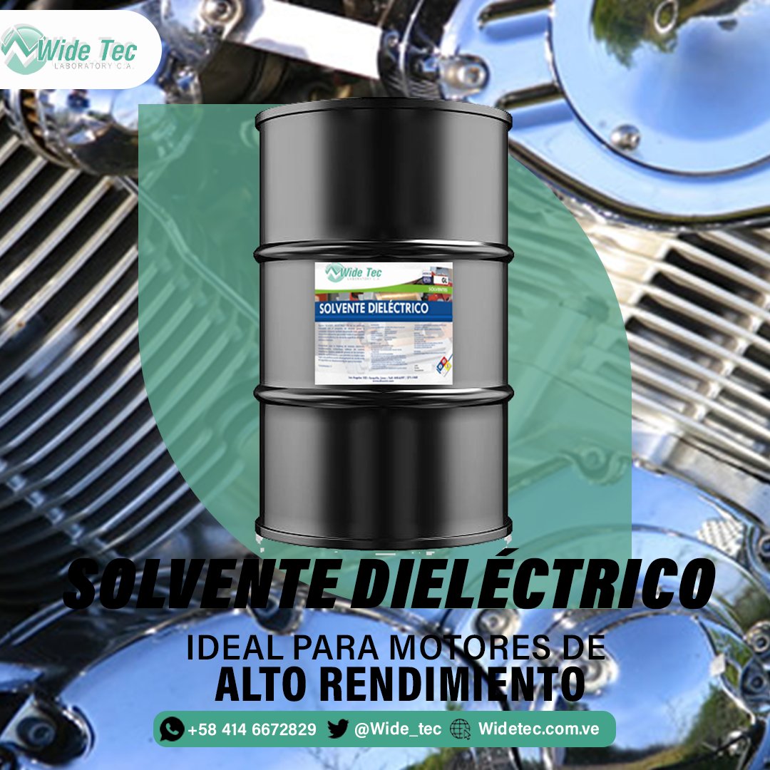 wide_tec's tweet photo. Disponemos de Solvente Dieléctrico para motores de alto rendimiento, dirigido a las industrias y refinerías que mantienen sus operaciones. 
✉E-mail: ventas@widetec.com.ve
📱+58: 414-667-28-99
#ProductosQuimicos #ProductosQuímicos #LineaIndustrial #SolventeDielectrico #Industria https://t.co/m1qy9ueDgX