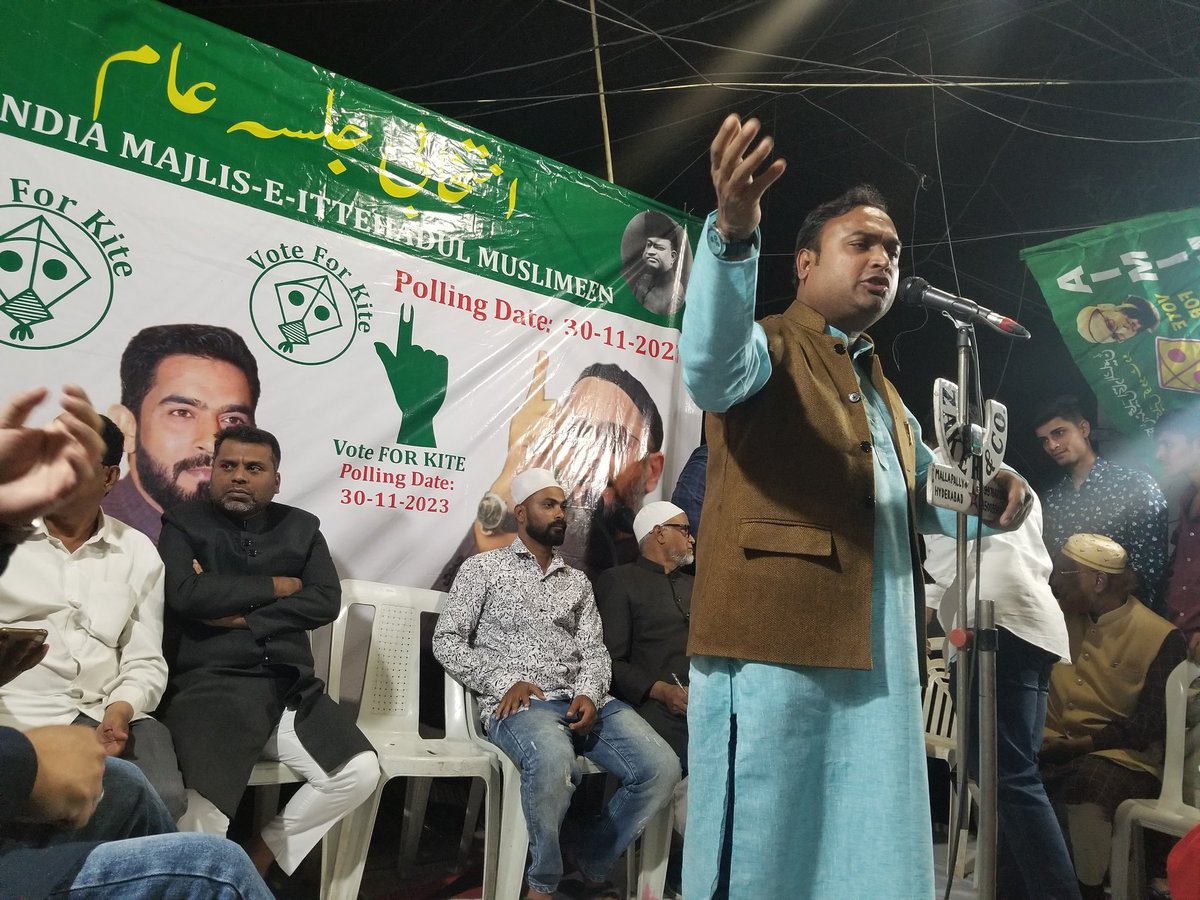 AadilHasanAdv1's tweet photo. Campaigning for @Md_MajidHussain sb @aimim_national Nampally Candidate. Support the leadership of Br @asadowaisi sb @aimim_national President. #Vote4Kite #Vote4AIMIM https://t.co/FfeCtoidhS