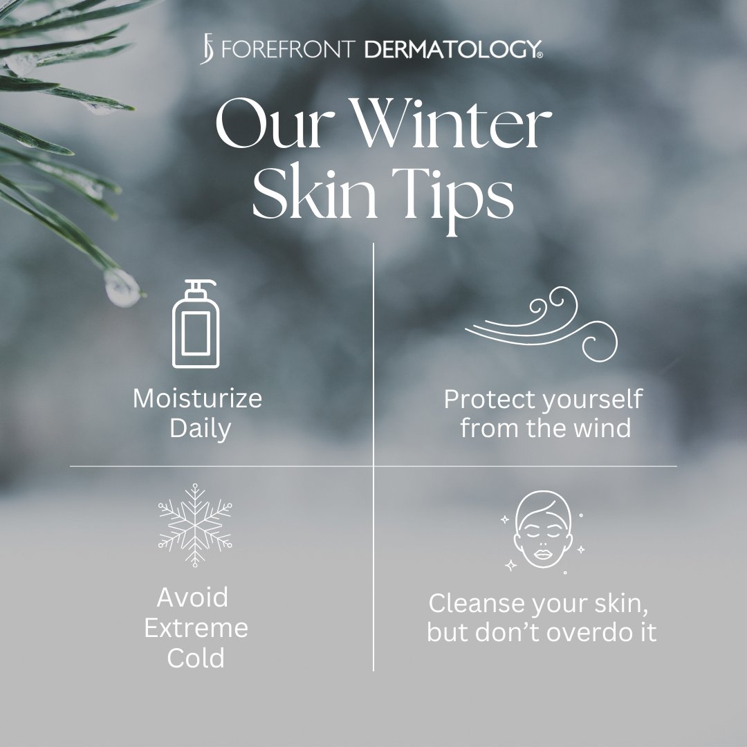forefrontderm's tweet image. The colder weather is coming, and it&apos;s time to protect your skin&apos;s moisture barrier. Tips and tricks to brave the chill! ❄️🌬️ #WinterSkinCare #ColdWeatherProtection
