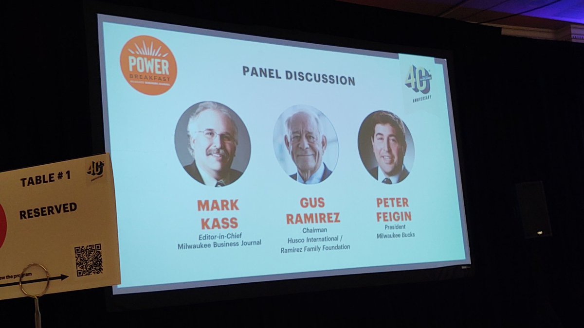 tiffpua's tweet photo. Fascinating discussion for today's @MKEBizJournal Power Breakfast with Peter Feigin @Bucks and Gus Ramirez @HuscoIntl #MBJPB https://t.co/823pfYUo3M