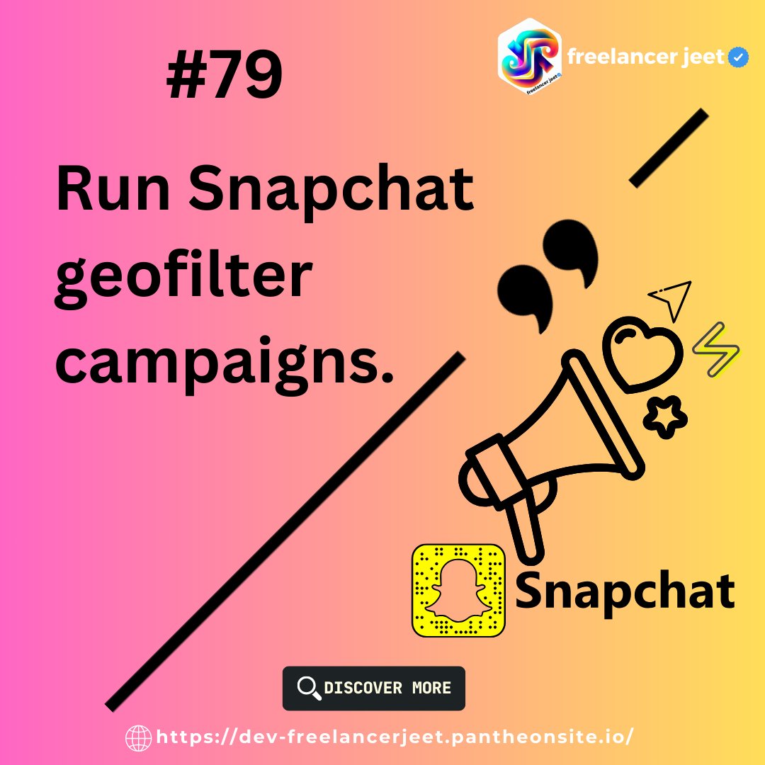 jeetsah11549881's tweet image. 79/100
Run Snapchat geofilter campaigns.

#snäpchatme #snäpchatfun #snapchatnames #snapchatfilter #snapchatselfie #snapchatstories #snapchatchallenge #snapchatfilterchallenge #snapchat_picture_challenge #snäpchat #snapchatpic #snapchatadd #snapchat_lang_malakas_challenge