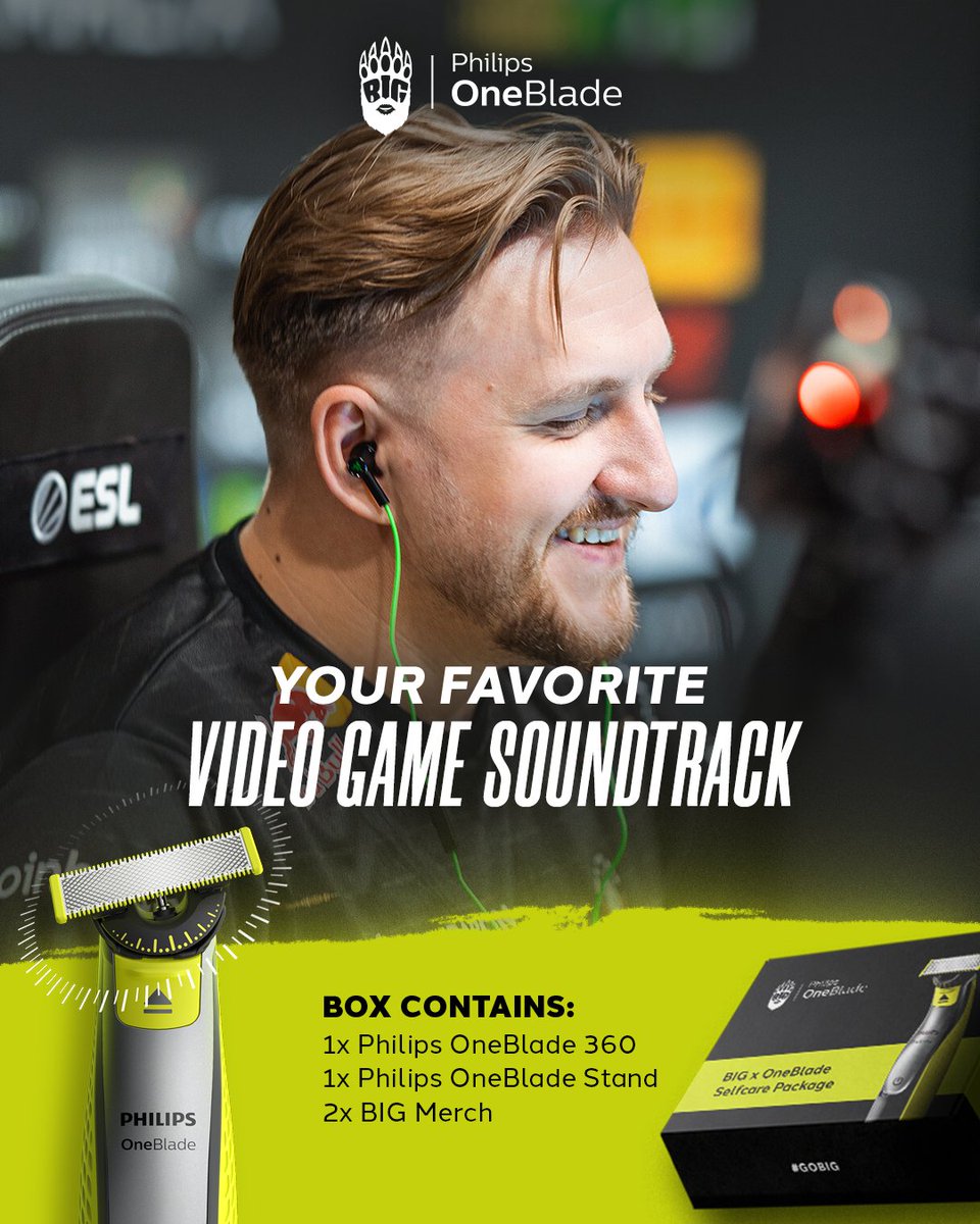 BIGCLANgg's tweet photo. What is the best video game soundtrack of all time? Reply for the chance of a special Philips OneBlade package! 🎁 #TrueToYourCharacter https://t.co/d5yzaeAa7p