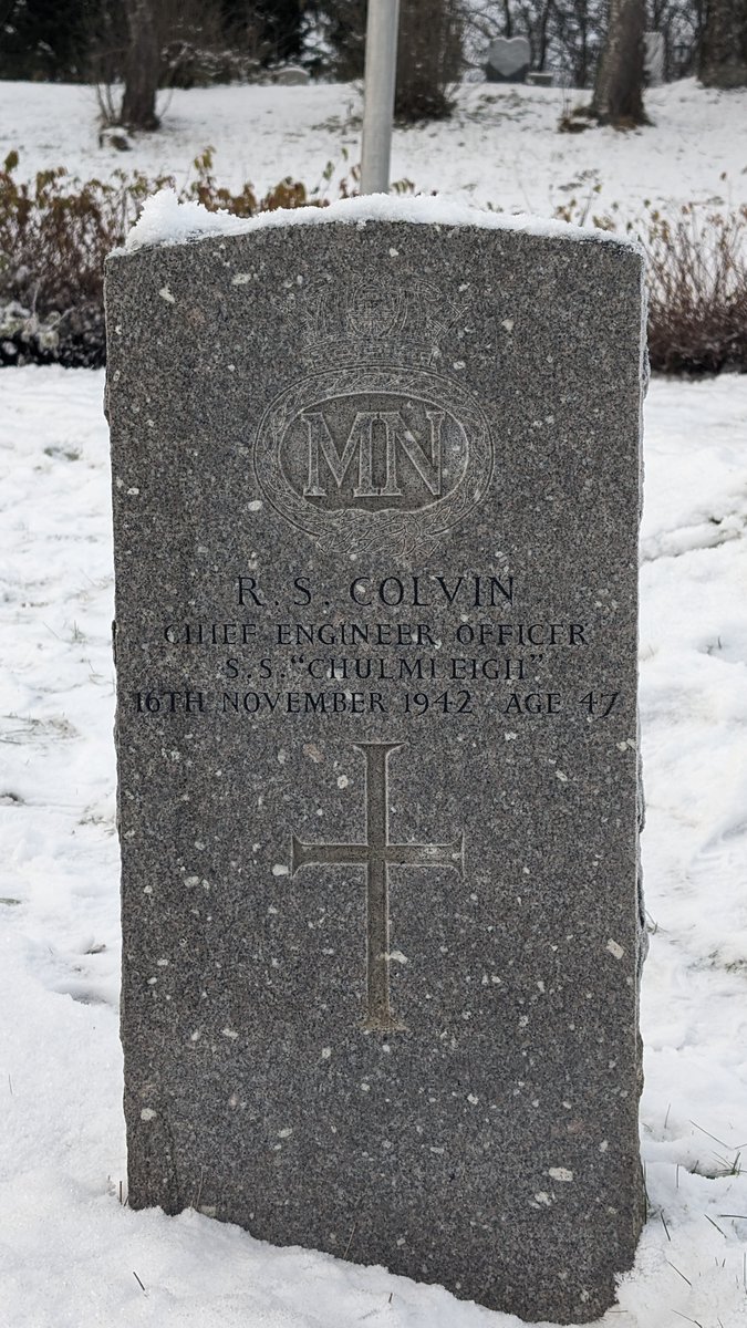 Chief Engineering Officer Richard Colvin died #OTD in 1942 at 47 years old. He served in the Merchant Navy aboard the ill-fated Arctic Convoy ship, S.S. Chulmleigh.

He now lies in our care in our most northerly plot in the world, Tromso Cemetery, Norway.