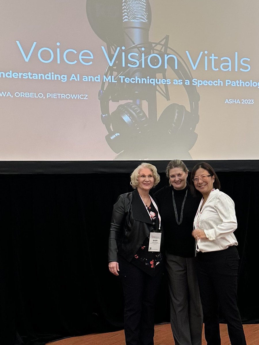 Diana Orbelo, PhD (@dmorbelo) on Twitter photo Presenting with amazing ladies at #AShA2023 talking about #MachineLearning #AI and #SpeechPathology. Collaboration with <a href="/MayoClinic/">Mayo Clinic</a> <a href="/univofkentucky/">UniversityofKentucky</a> and  UIUC. Presenting with amazing ladies at #AShA2023 talking about #MachineLearning #AI and #SpeechPathology. Collaboration with <a href="/MayoClinic/">Mayo Clinic</a> <a href="/univofkentucky/">UniversityofKentucky</a> and  UIUC.
