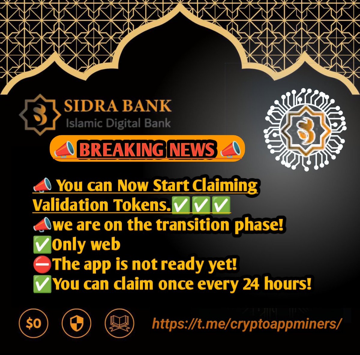cryptodropee's tweet photo. ⭐ BREAKING NEWS ⭐

📣 You can Now Start Claiming Validation Tokens.✅✅✅
📣 we are on the transition phase!

✅Only web
⛔The app is not ready yet!
✅You can claim once every 24 hours!

❓KNOW MORE-🔻
      👇👇👇👇👇
https://t.co/R5nCKaHRZU

#SidraFamily #SidraCoin #Sidra https://t.co/8Rrk21eGJo