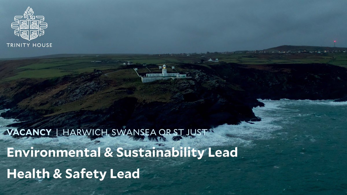 We have two new vacancies, and the roles can be based at Harwich, Swansea or St Just!
We are seeking a Health &amp; Safety Lead to develop our safety culture, and an Environmental &amp; Sustainability Lead to research and deliver sustainable solutions.

trinityhouse.co.uk/vacancies