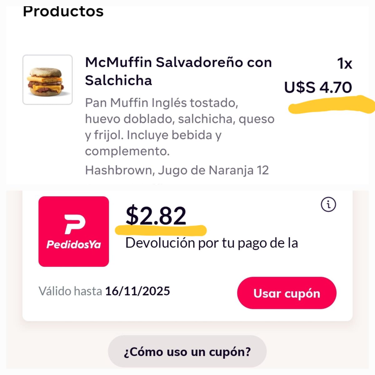 bigcastle182's tweet photo. @pedidosya, no hay forma de comunicarse con ustedes. Por favor hagan el reintegro correcto. Se compro un desayuno de $4+ y la devolución fue por menos. Las bebidas de lo que, sí se entregó, venían derramas en la bolsa #Ayuda   #Servicios   #atencionalcliente #calidad  #domicilios https://t.co/PrtbTJgA37