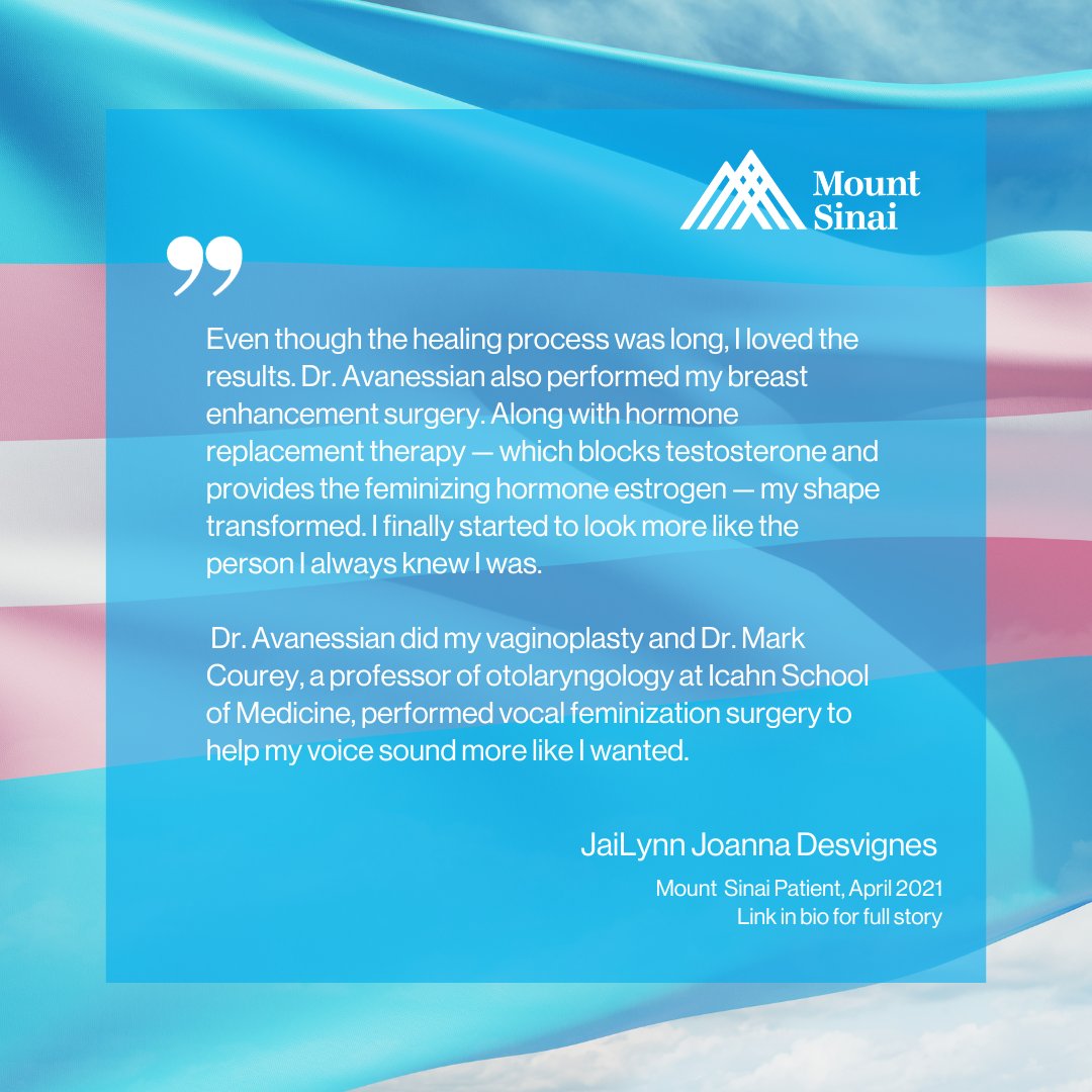 JaiLynn Joanna Desvignes wanted to share her experience with #genderaffirmingcare to help others feel less alone. Read her story here: conta.cc/47tmnEf #MountSinaiSurgery #TransgenderAwarenessWeek