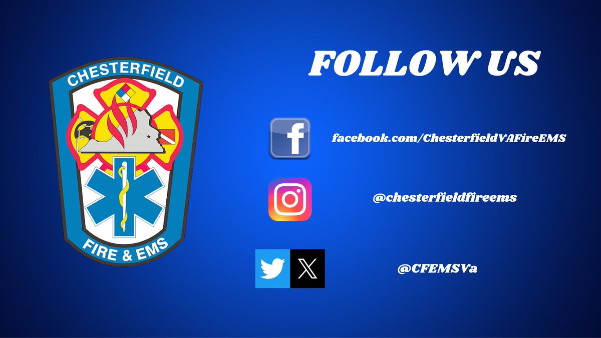 Chesterfield Fire and Emergency Medical Services (@cfemspio) on Twitter photo OUR HANDLE HAS CHANGED! We are no longer using this account, so please follow <a href="/CFEMSVa/">Chesterfield Fire & Emergency Medical Services</a> for updates and information on incidents. Help us spread the word! <a href="/CBS6/">WTVR CBS 6 Richmond</a> <a href="/8NEWS/">8News WRIC Richmond</a> <a href="/NBC12/">NBC12 is now 12 On Your Side</a> <a href="/NewsradioWRVA/">NEWSRADIO WRVA</a> <a href="/RTDNEWS/">Richmond Times-Dispatch</a> OUR HANDLE HAS CHANGED! We are no longer using this account, so please follow <a href="/CFEMSVa/">Chesterfield Fire & Emergency Medical Services</a> for updates and information on incidents. Help us spread the word! <a href="/CBS6/">WTVR CBS 6 Richmond</a> <a href="/8NEWS/">8News WRIC Richmond</a> <a href="/NBC12/">NBC12 is now 12 On Your Side</a> <a href="/NewsradioWRVA/">NEWSRADIO WRVA</a> <a href="/RTDNEWS/">Richmond Times-Dispatch</a>