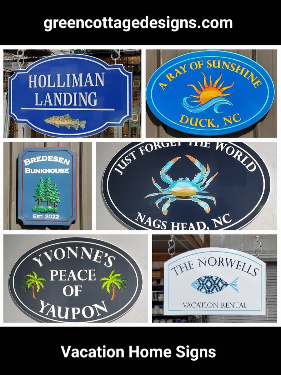 Beach & Lake House Signs by greencottagedesigns.com Solid ¾' thick PVC Signs for Vacation Homes & Private Oasis🌴🍁🌻🦉#Beachsign #housesign #beachhousesign #lakesign #lakehousesign