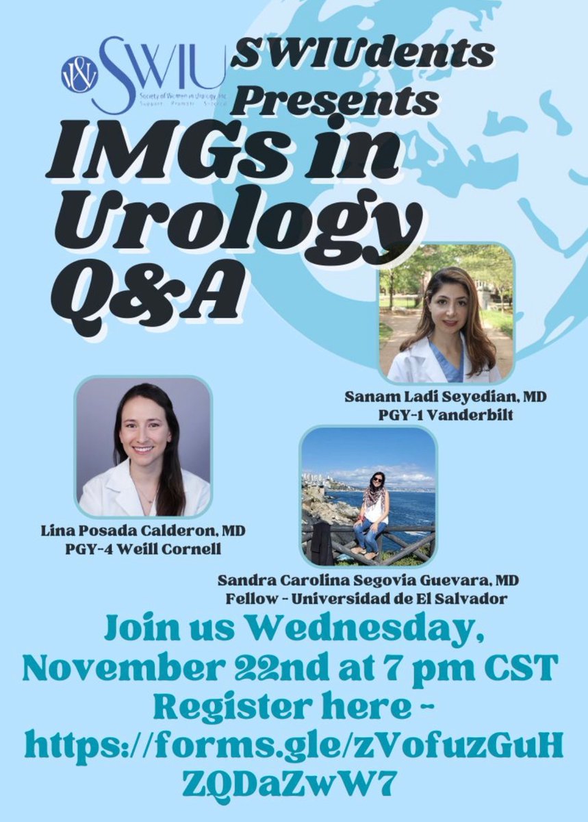 📣 Another amazing @SWIUorg programming led by #SWIUdents on Urology IMG Q&A to hear their experiences and expertise ‼️ 📆Wed, Nov 22 7p CMT 🔜 Sign up and submit ❓forms.gle/zVofuzGuHZQDaZ…