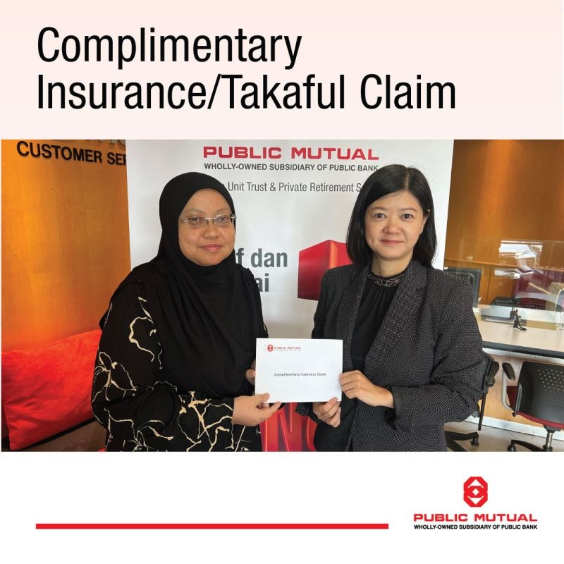 Public Mutual investors receive complimentary insurance/takaful coverage when they make investments in selected funds. Here, a beneficiary was presented with a takaful claim cheque from Sungai Petani Branch Manager Ms. Annie Ong. #MYPublicMutual #InsuranceClaim