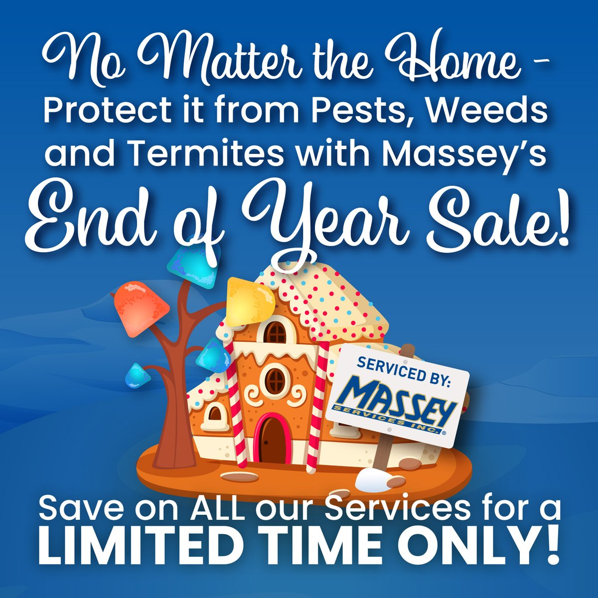 Massey is offering great discounts on all our terrific services for a limited time! The time is NOW to protect your home from Pests, Weeds and Termites! Call 1-888-2MASSEY (262-7739) and start saving today! #endofyearsale #limitedtimeoffer #masseyservices