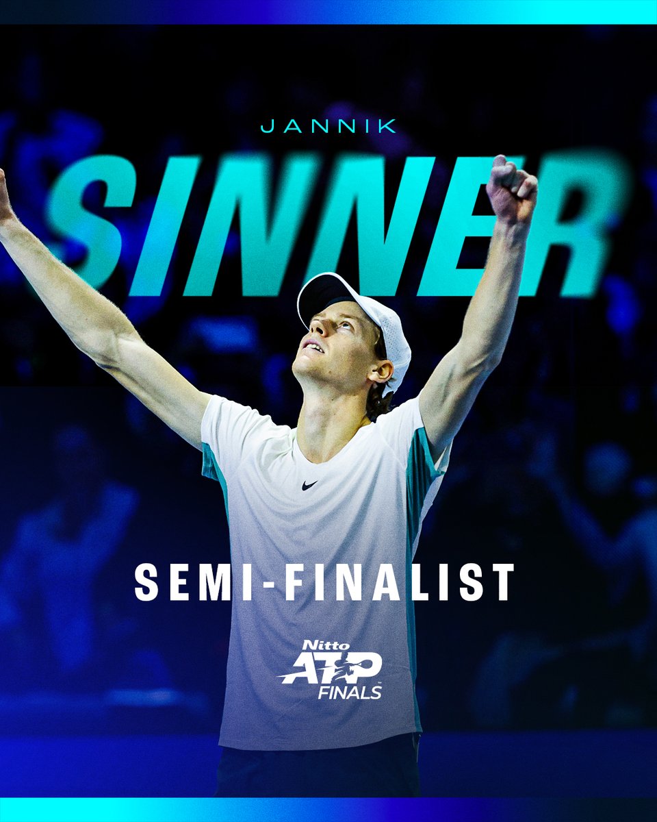 This is 🫵 moment, Jannik 🇮🇹

<a href="/janniksin/">Jannik Sinner</a> becomes the first ITALIAN to advance to the semi-finals in the tournament’s 54-year history!

#NittoATPFinals