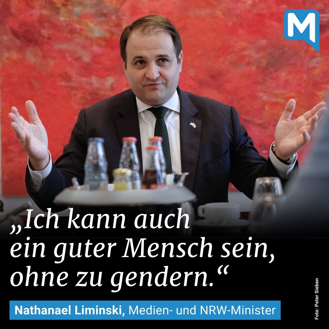 #Gendern, ein polarisierendes Thema. Im #öffentlichrechtlichen Rundfunk nutzen manche #Redaktionen den sogenannte #GenderGap. #NRW-Minister <a href="/n_liminski/">Nathanael Liminski</a> erläutert seine Haltung.  

Das ausführliche Interview mit <a href="/thkemmerer/">Thomas Kemmerer</a> <a href="/Pe_sieben/">Peter Sieben</a> gibt es hier: 

merkur.de/deutschland/no…
