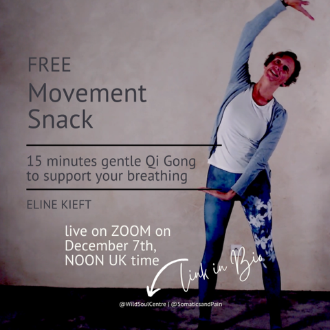 Free Movement Snack - 15 minutes of gentle Qi Gong with @ElineKieft live on Zoom 7th Dec. Zoom info here: elinekieft.com/link-in-bio @CarterBernie @AnnaMacdonald4 @RosaSenCis @paintoolkit2 @DrHSandhu @SarahCharlesNC @CovUniResearch @CDaRE_CU @DrAlineHaas @IanTennant_PhD