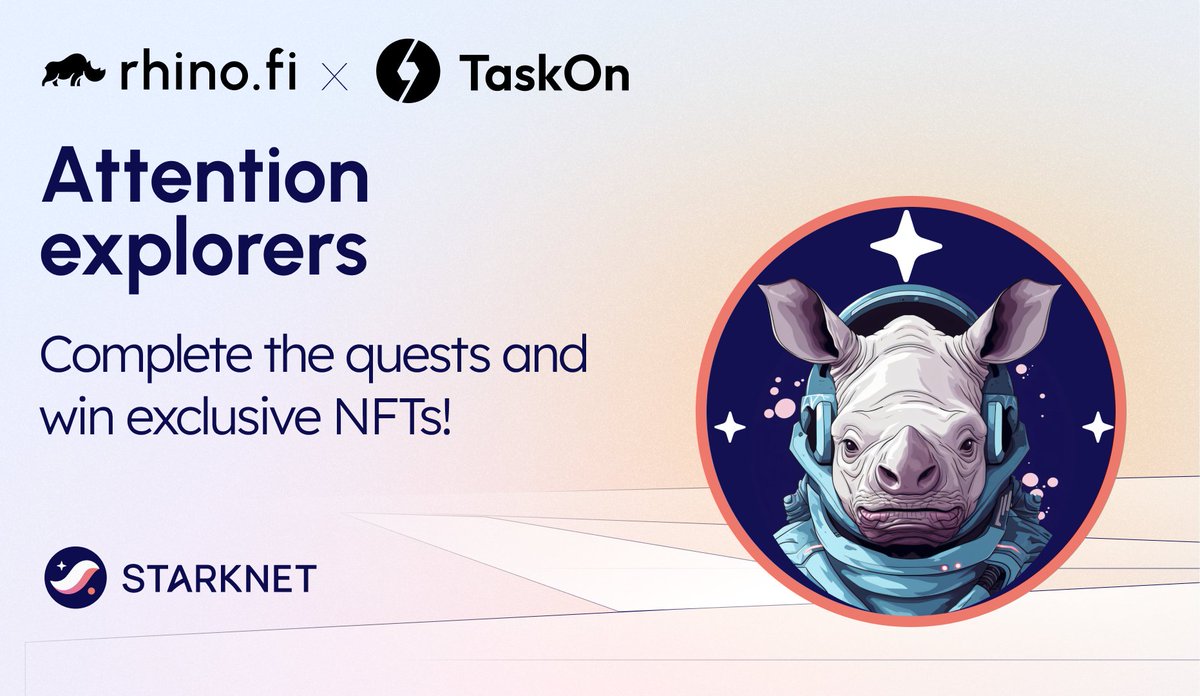 rhinofi's tweet image. Eager to explore @Starknet anon?

👉Bridge ETH, USDT or USDC to Starknet
👉From any of our 14 supported chains 
👉 Check your activity score on our #StarknetActivityTracker

With 0 protocol fees &amp;amp; an exclusive NFT up for grabs, rhino.fi and @taskonxyz have just…