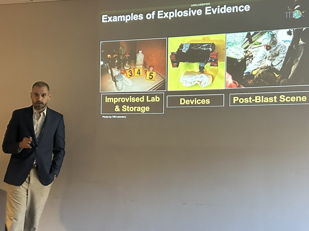 BKammrath's tweet photo. Had a blast💣 at @EASorg this week. Fantastic presentations (S. Gong). Honored to co-chair a session on Present & Future Directions for #explosives & #GSR analysis with G., which had exciting talks by A. Marsico, S. Hlohowskyj, M. Singletary & T. Trejos. #EAS2023 #ForensicScience https://t.co/2TgaFThFIU
