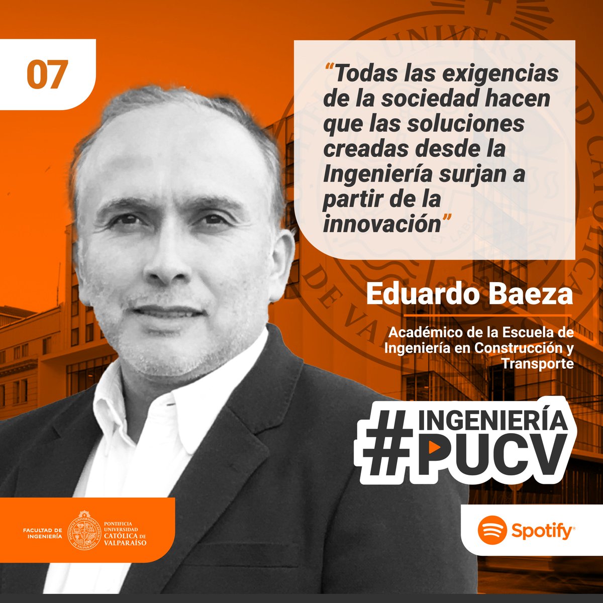📣PODCAST | #IngenieriaPUCV

🎙Esta semana Eduardo Baeza, académico de la Escuela de Ingeniería en Construcción y Transporte.

📌Escucha nuestro podcast en Spotify: #INGENIERIAPUCV

#pucv #ingenieriapucv #podcast #ingenieria