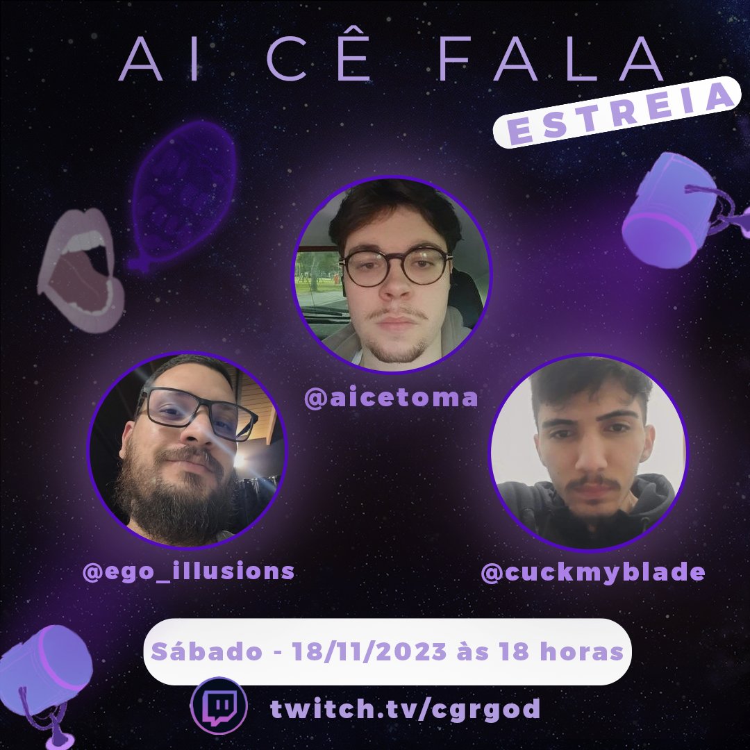 Fala galerinha, to aqui p anunciar um projeto q já tem tempo q venho idealizando e finalmente vai sair. É o meu podcast de TFT o "AI CE FALA", esse ep piloto vai ser com a participação dos últimos representantes do br no mundial. Espero vocês sábado as 18hrs