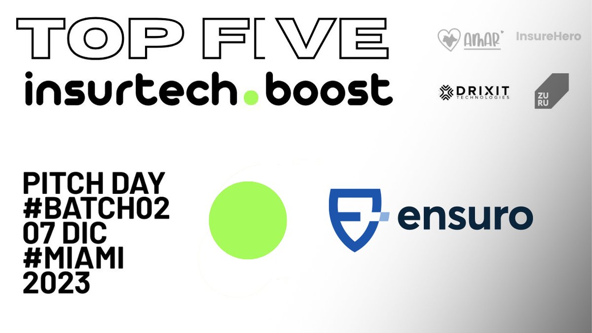 Ensuroproject's tweet photo. We're happy to announce that Ensuro has been chosen as one of the #TOP5 insurtechs for #Batch02!
Thanks #Insurtech for believing in our vision and journey!
🧵 https://t.co/SjWyEAqUww