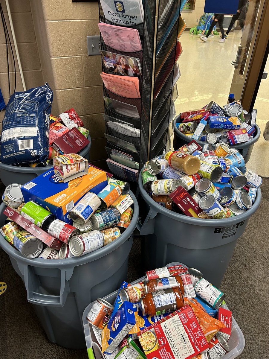 So proud of our school community for their enormous donations to @FoodFinders #TSCSchools @mrridenour82