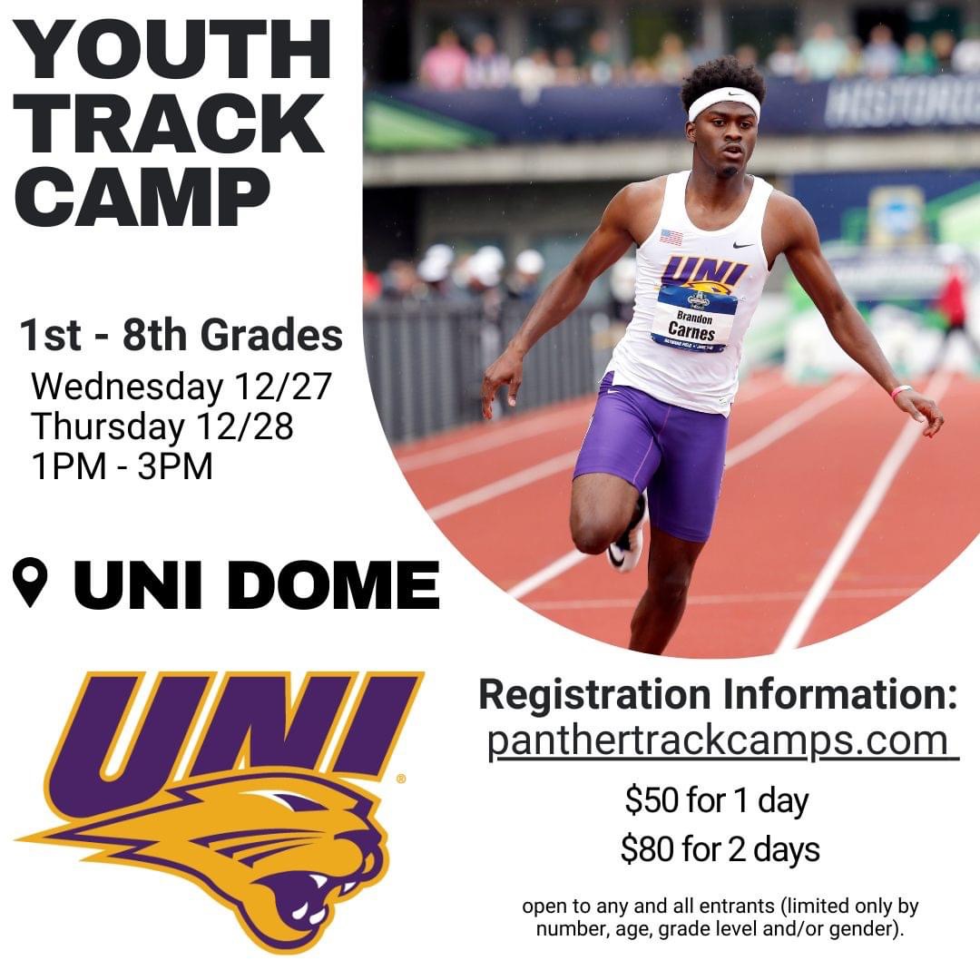 UNITrackFieldXC's tweet photo. Panther Track Camps will hold its first ever Holiday Youth Camp in the UNI Dome on Dec 27 and 28 for 1st-8th grades.  See the flyer below for details and register at https://t.co/0SNG3ulPbG.

#EverLoyal #1UNI https://t.co/z2hTgtHSAJ