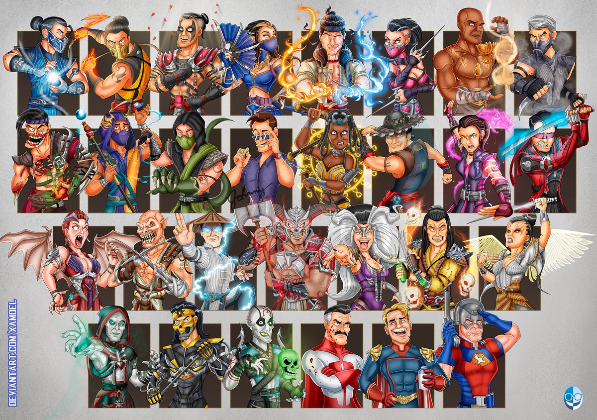 Xamoel's tweet photo. MORTAL 1 KOMBAT ROSTER (so far)
@noobde @MortalKombatES #MortalKombat1 #netherealm #mkkollective #TheBoys #InvincibleSeason2 #fanart https://t.co/1VFlQyapUw
