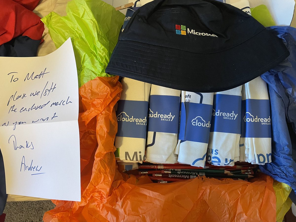 The #Data4Good swag is starting to arrive for our final round competition. Did you know 683 students (95%) in our competition passed the #AZ900 @Azure certification! That is because of the great training from @cloudreadyme. Thank you #Cloud Ready Skills for your partnership!