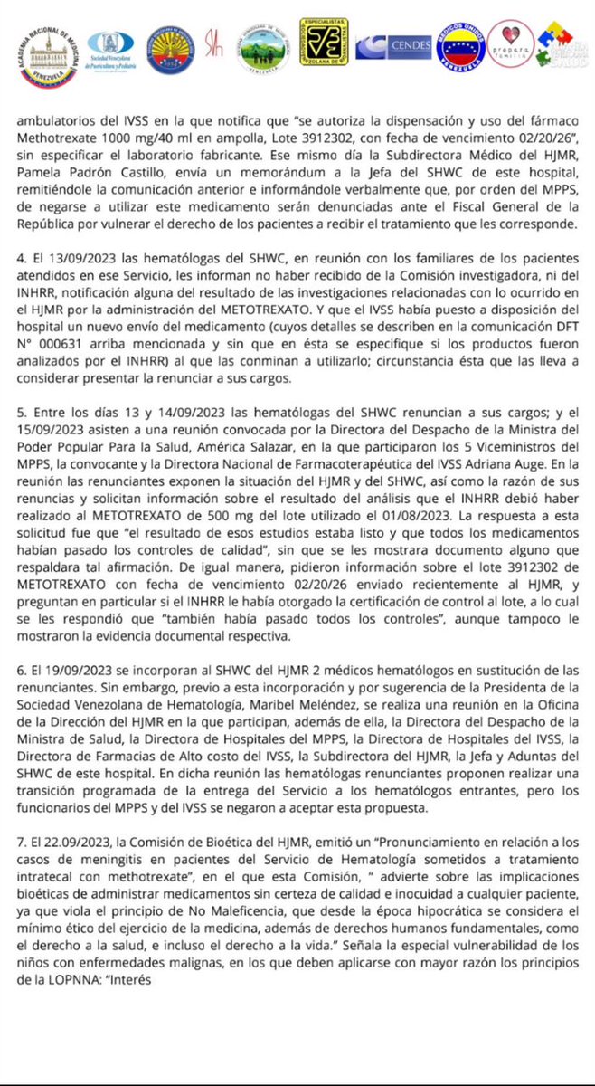 preparafamilia's tweet photo. Aquí el Comunicado que advierte sobre la grave situación que presenta un lote  del medicamento Metotrexato suministrado a niños con leucemia en el Hospital J.M de Los Rios, presentado por la academia de medicina, sociedades de pediatría, hematología y otras más. https://t.co/6Xsho7Hmbp