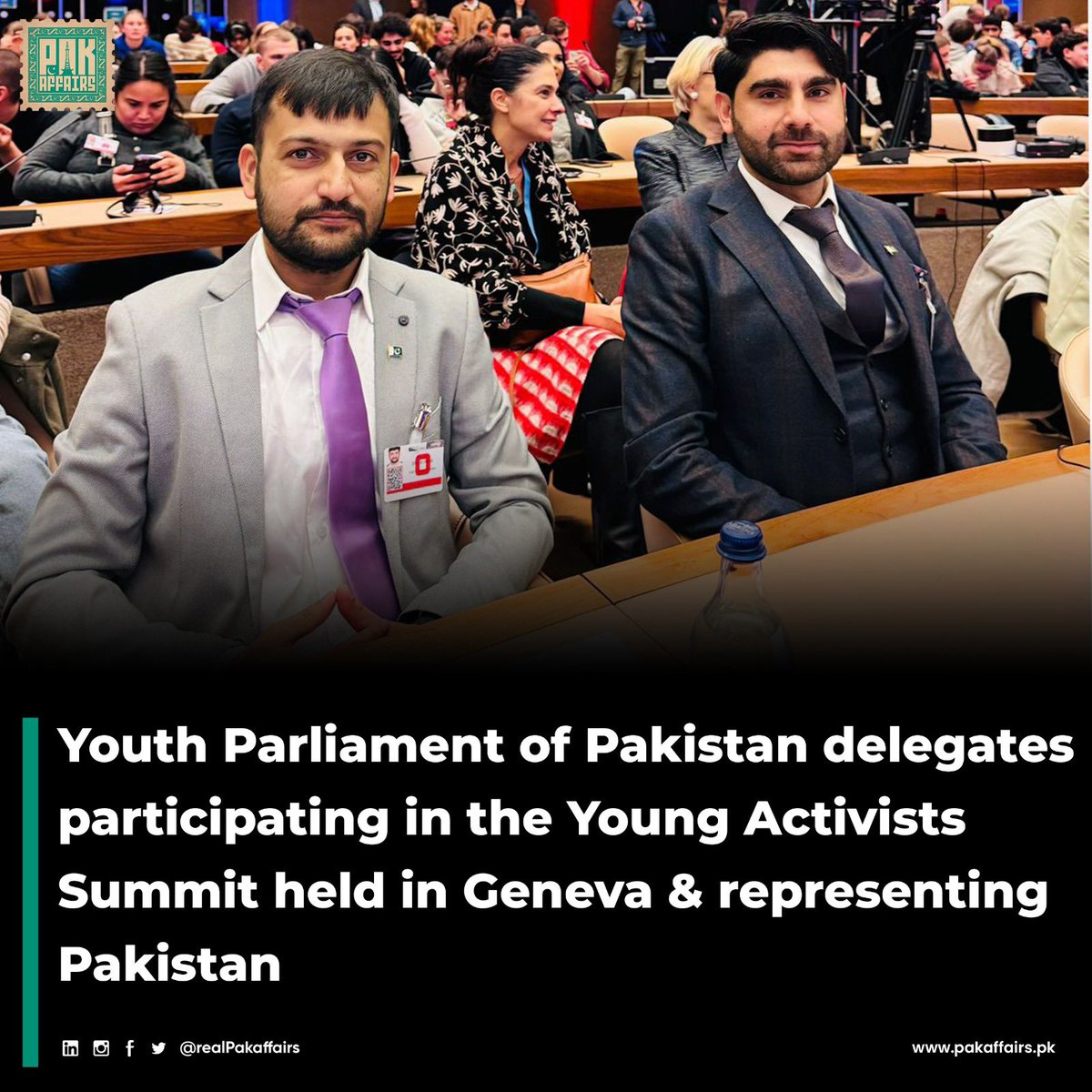 realpakaffairs's tweet photo. Youth Parliament Of Pakistan delegates participating in the #YAS23 held in Geneva &amp; representing Pakistan with a hope of better tomorrow with the role of youth in policy. The international community needs to realise the intention of Pakistani youngsters.
@youth_ppk @Ubaid_Qu https://t.co/ZvMsxnEHMC