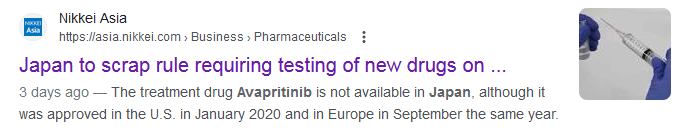 $BPMC Avapritinib / Ayvakit in Japan soon? 

'Japan to scrap rule requiring testing of new drugs on Japanese'
November 13, 2023
asia.nikkei.com/Business/Pharm…