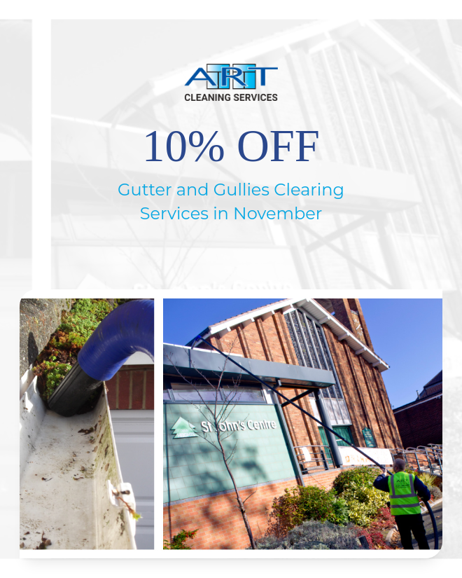 🍂November Special Offer: 10% Off New Quotes for Gutter &amp; Gullies Clearing!🍁
✨Expert and reliable service, Proven track record, Prompt and professional team
📞Call 0121 356 01491 or email info@artcleaning to ensure your gutters are ready for the season ahead. #Gutters #Offer