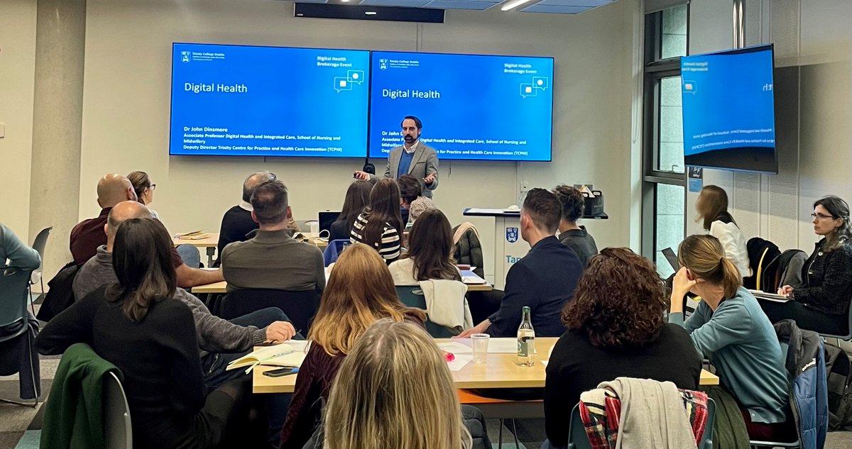 Trinity_RDO's tweet photo. 📸Full house at today's "Digital Health Brokerage" event! Dr @johndinsmore from @TCD_SNM and #TrinityRDO team kicked off the day, bringing together researchers from all corners of @tcddublin. Exciting projects and a fantastic opportunity for interdisciplinary networking. 👥💡 https://t.co/ehP1tL5PE4