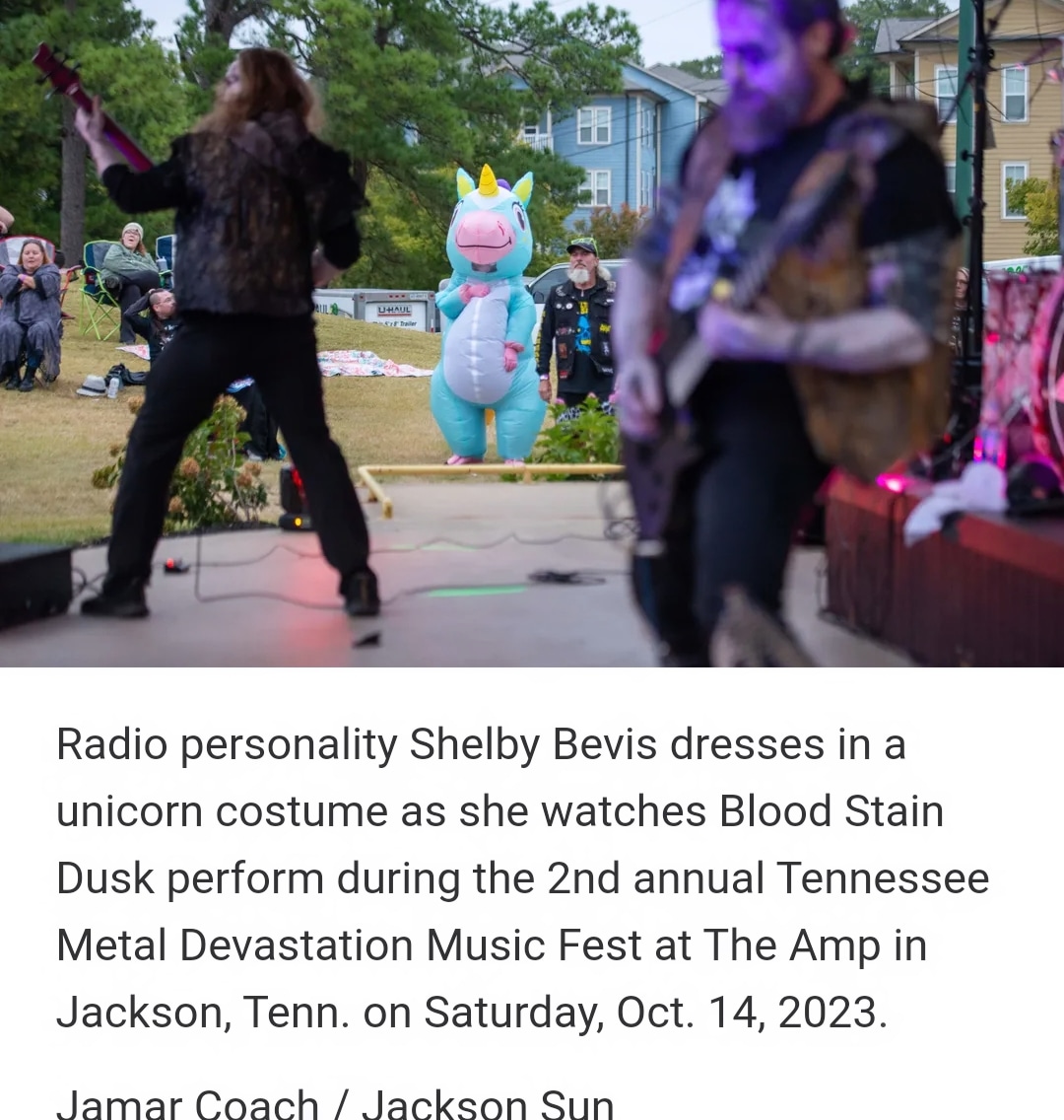 Shut_Up_Bevis's tweet photo. I haven't touched this platform in years, and all I see are old posts from a super dark time in my life. That's not me anymore 🤣 I bounce around Mosh pits in giant unicorn costumes now and make dick jokes on the radio. https://t.co/6WnpohFyUu