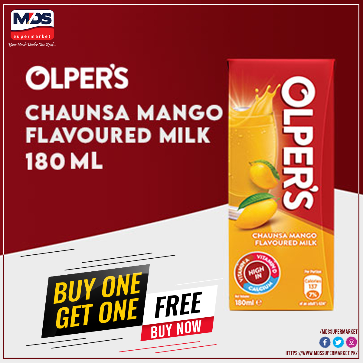 🛒 Avail the offer at our Branch 1 (Toghi Road) and double the delight! 🌐

📍 Location: Toghi Road Branch 🏠
📞 Phone: 0812-823444
🌐 Website: mdssupermarket.pk
📧 Email: info@mdssupermarket.pk

#OlpersJuice #MangoMania #BOGO #SpecialOffer #RefreshingMoments #MDSupermarket