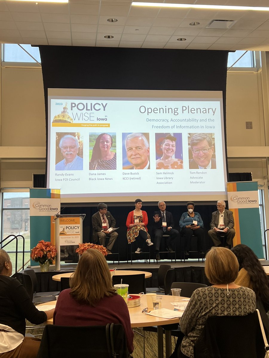 Policy Wise Conference: Forging the Path to Progress, Common Good Iowa. Opening discussion on democracy, accountability and freedom of Information with fierce library leader Sam Helmick. Advocating for libraries and freedoms in Iowa and the US. #freepeoplereadfreely #democracy
