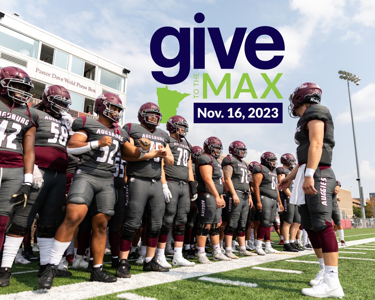 Augsburg_FB's tweet photo. TODAY'S THE DAY! 

Our Give to the Max campaign is underway! Thank you for supporting Augsburg Football! ⤵️

https://t.co/ZFipzUiUZP https://t.co/3Y25MK6o6x
