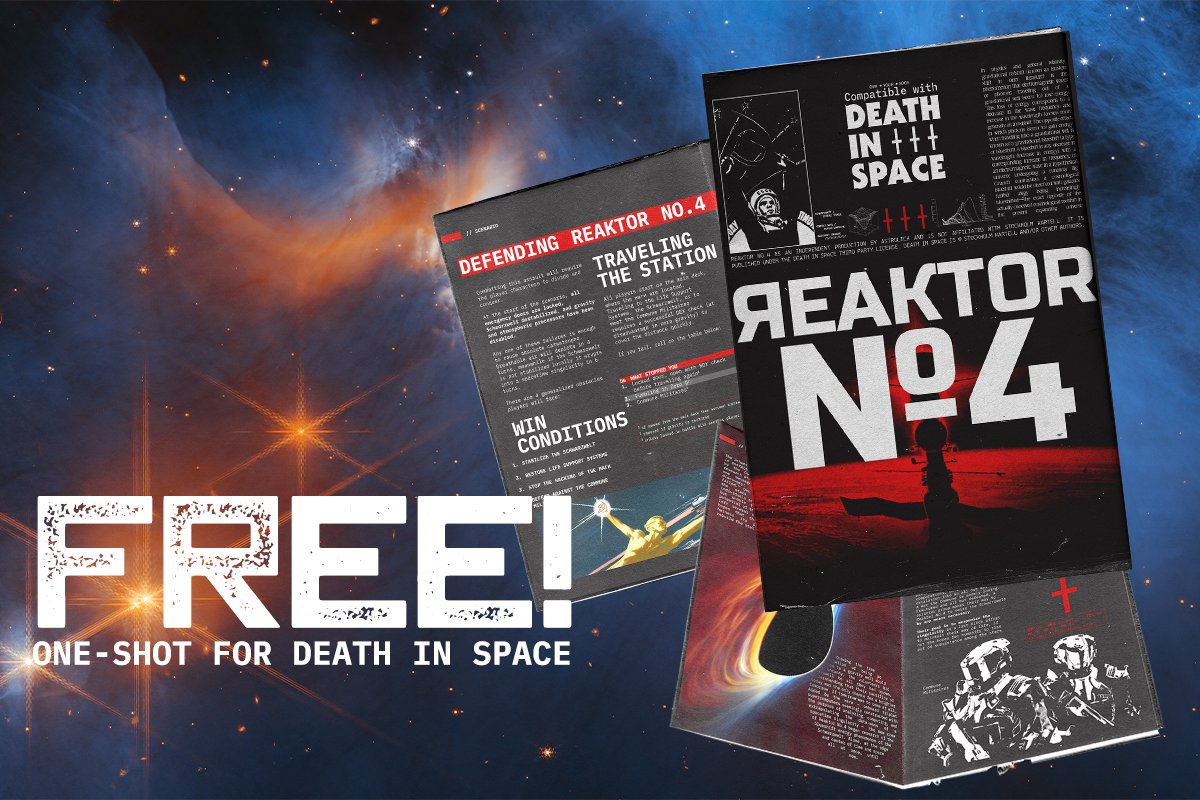 rivetheadgames's tweet photo. яеактоr №4
→ https://t.co/oR0d0KcncI
A FREE one-shot for @Deathinspace1
- 2 new origins
- new enemies
- a story at the end of time and space
- Collectivism in space Get it now, comrade.
#ttrpgfamily #ttrpgrising #scifi #deathinspace #rpg https://t.co/yBNwyeBsEM